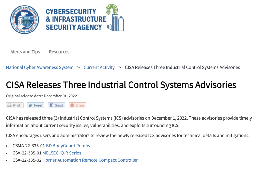 CISA发布工业控制系统建议，多个关键漏洞影响三菱电机PLC - 网安