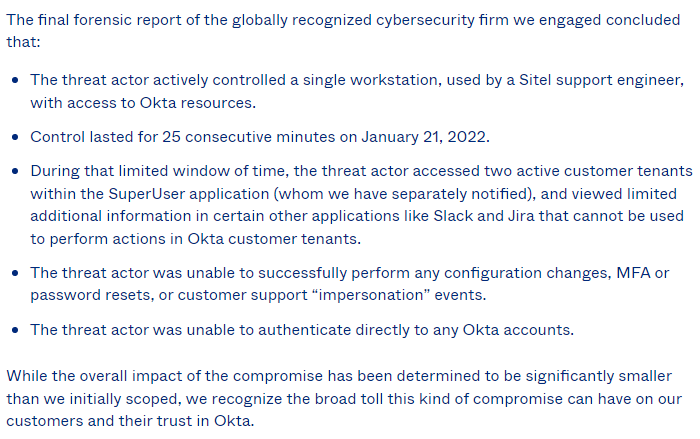 Okta结束Lapsus$黑客事件调查：攻击持续25分钟 仅两个客户受到影响-第2张图片-网盾网络安全培训